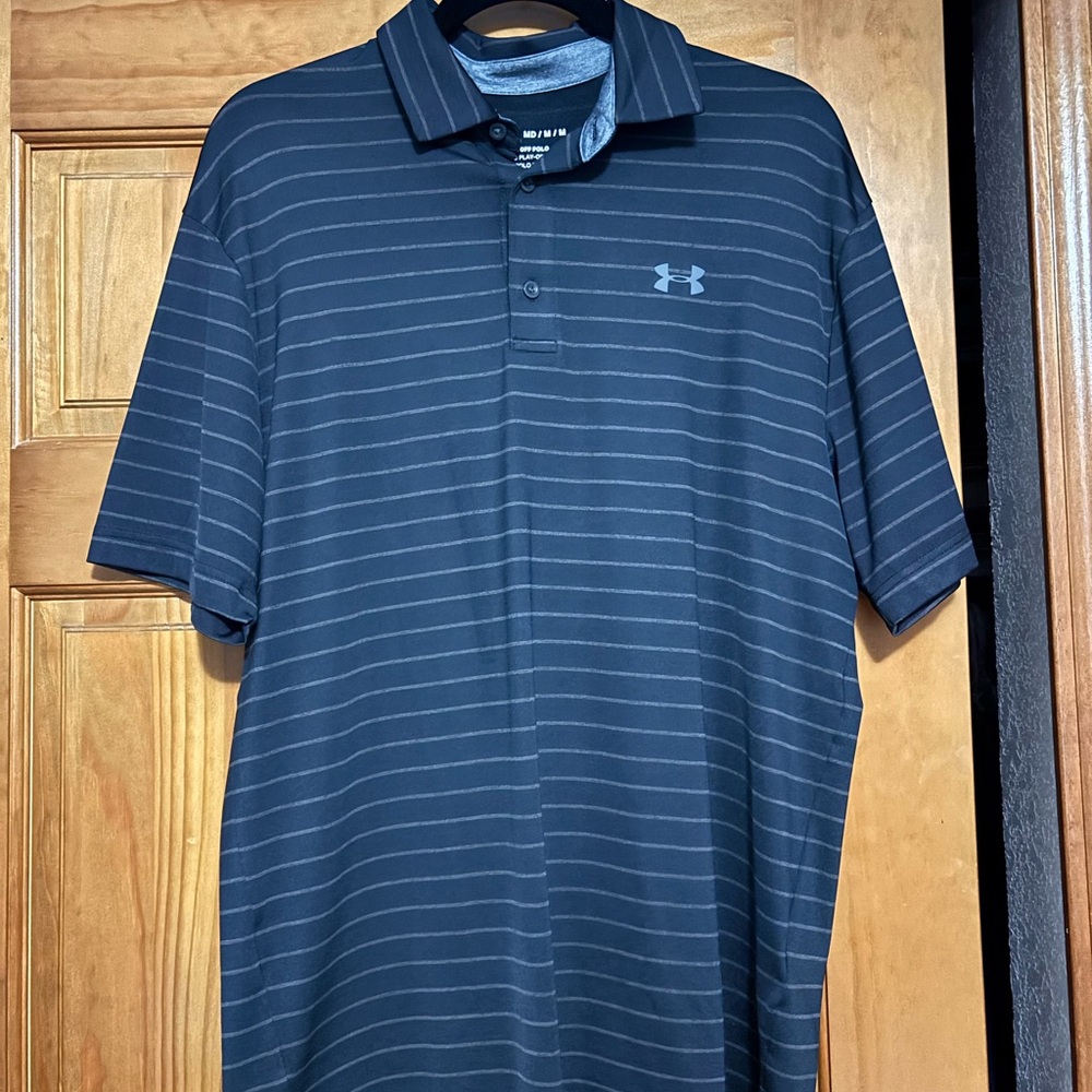 Under Armor Men's Black Striped Polo Shirt